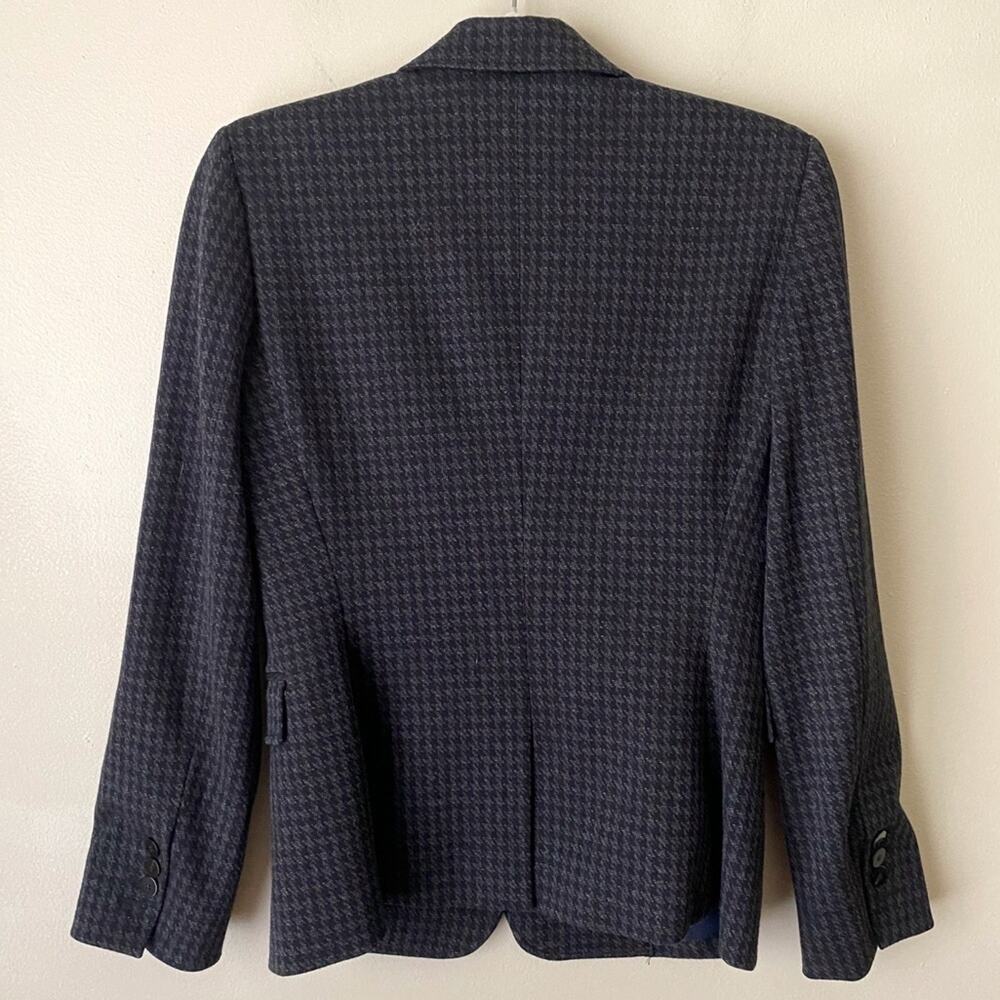 Theory | Shrunken Houndstooth Knit Twill Blazer Jacket Career Gray Black Size 4 - Picture 7 of 10